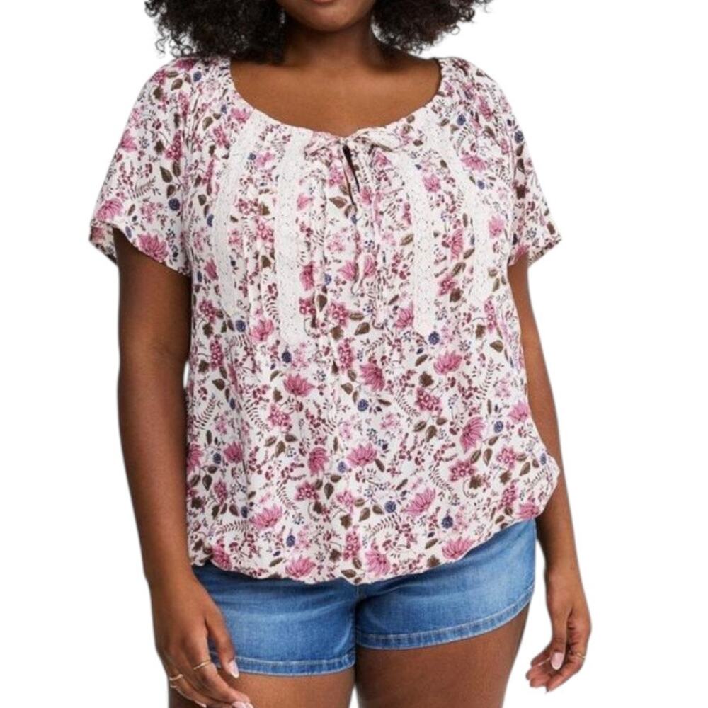 Torrid Crinkle Gauze Flutter Sleeve Top In Lovely Paisley Floral Dew Women’s 3X